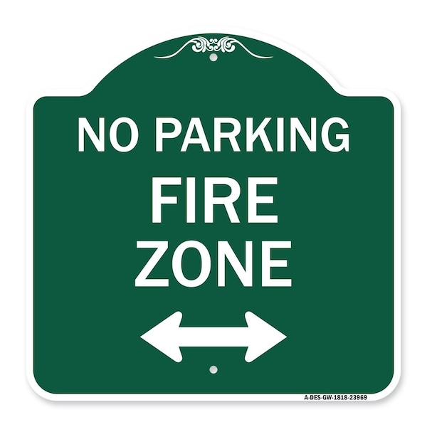 Signmission Fire Zone W/ Bidirectional Arrow, Green & White Aluminum Sign, 18" x 18", GW-1818-23969 A-DES-GW-1818-23969 - main